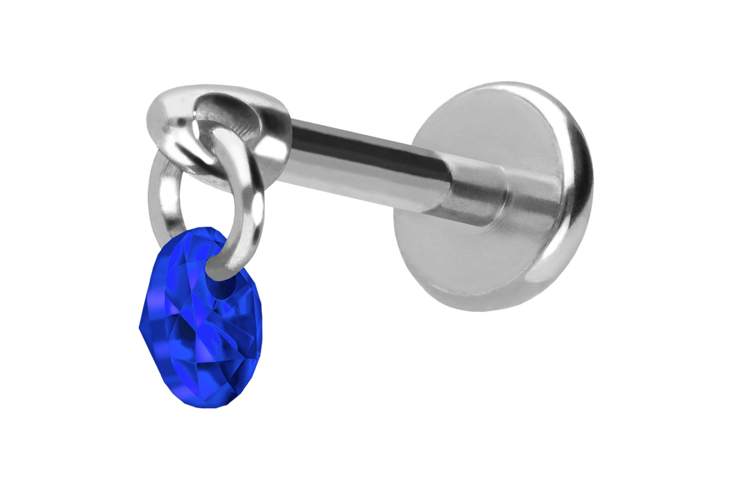 Titan Labret Piercing mit Push Fit RUNDER KRISTALL